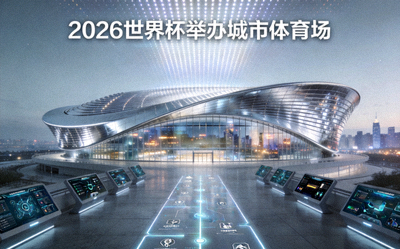 2026世界杯举办城市体育场，现代科技感场馆